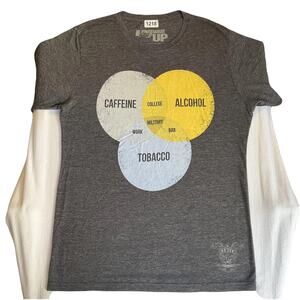 Ranger Up Men Shirt M Gray Graphic Print Venn Diagram Military Short Sleeve